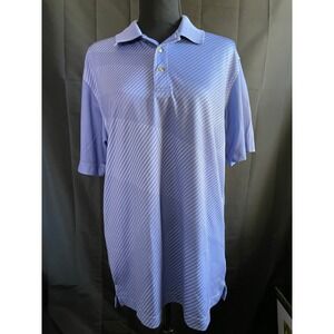Pebble Beach Men's Golf Polo Shirt M Blue Striped Performance Stretch Athleisure